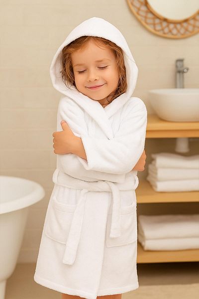 Ender Home Cottonverse Youth & Kids Hooded Bathrobe – 100% Cotton, Unisex