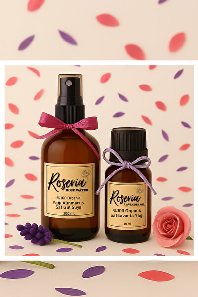 ROSERIA Rose Water & Lavender Oil - Saf Gül Suyu ve Saf Lavanta Yağı Seti