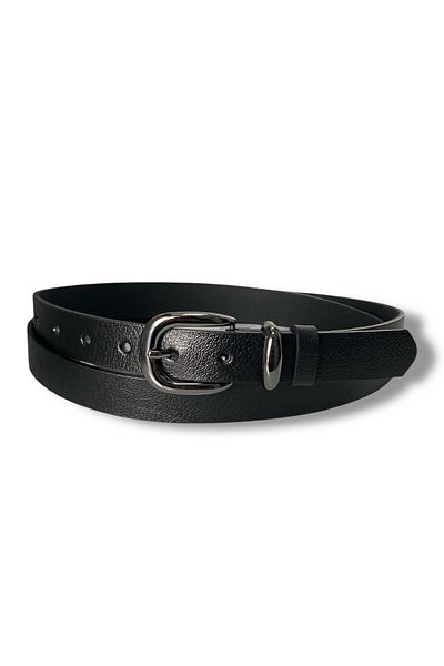 Gesa Men's 100% Genuine Leather Nickel Buckle Thin Old Money Black Belt 2.5 cm