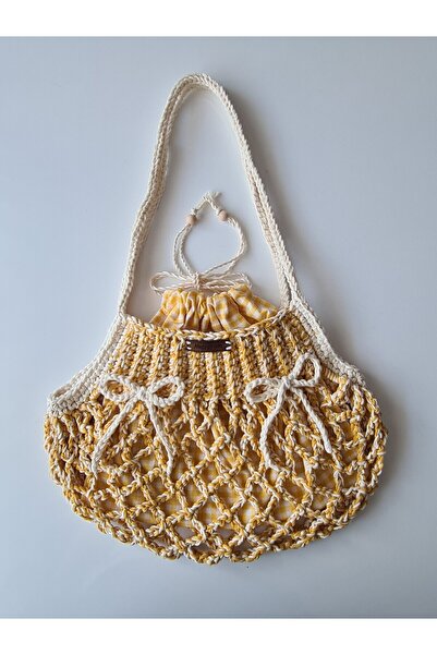 nazegram Knitted Mesh Bag, Bag, Natural, Stylish and Multi-Purpose