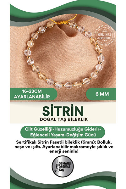 OSMANLI DEĞERLİ TAŞ سوار مكرامية من الحجر الطبيعي ذو الوجه السيلينيوم المعتمد قابل للتعديل 6 ملم
