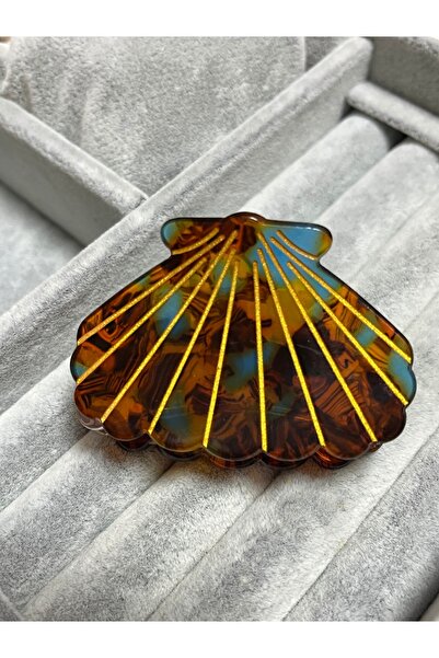 Vitastyle Sedefli̇ Gold Color Line Detail Sea Shell Figure Latch Buckle