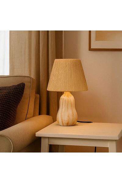 Safir Light Santa Fe Ceramic Lampshade - Cream / Salmon - 40X40X20 cm
