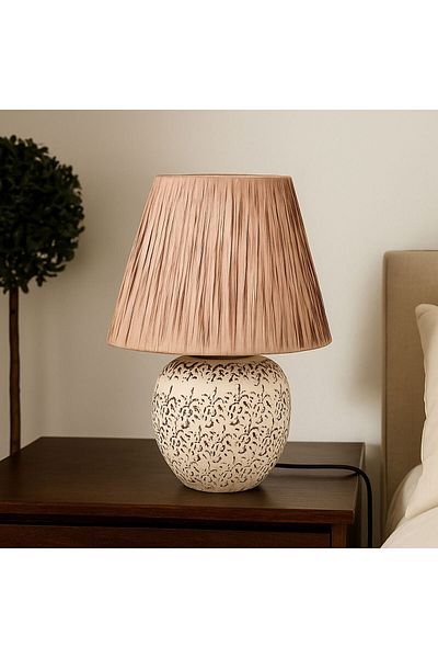 Safir Light Holbeak Ceramic Lampshade - Beige - 35X35X25 cm