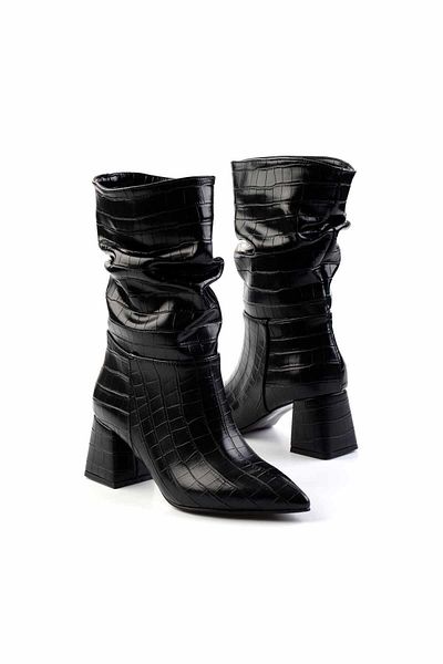 Bambi Black Crocodile Γυναικείες Μπότες & Μποτάκια K02992152011