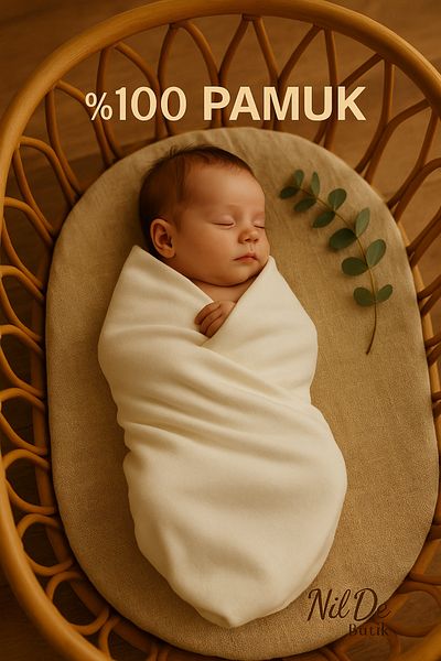 Babush Ecru Baby Blanket |   Double Layer 86X86 cm 100% Combed Cotton |   Suitable for Newborn
