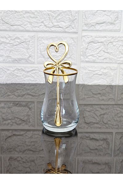 atabey home 6 Pieces Gold Bow Pattern Heart Tea-Mug-Cup Spoon