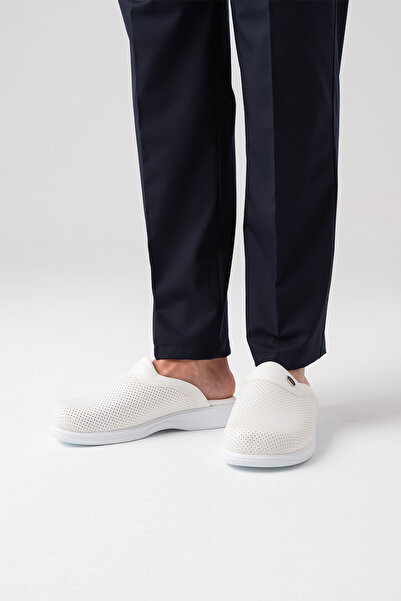 ÇİZGİ MEDİKAL White Classic Perforated Men's Sabo Slippers Orthopedic Hospital Doctor Nurse Slippers