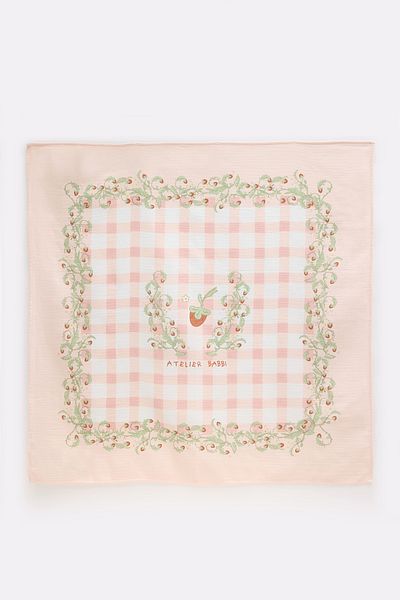 Atelier Babbi Strawberry Patterned 100X100Cm Muslin Blanket - Double Layer