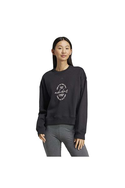 adidas Bluv Q3 - Γυναικείο φούτερ με μαύρη στρογγυλή λαιμόκοψη