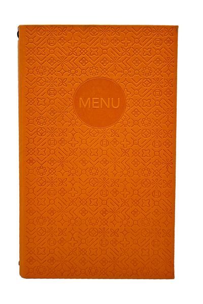 ankara menü Patterned Thermo Leather Menu - 30X18 cm - Brown / Orange / White Color Options