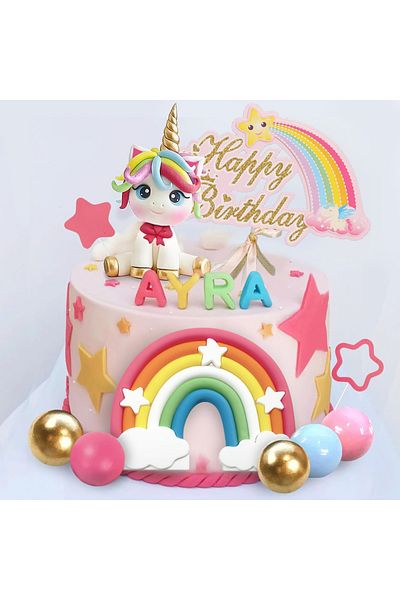 Choice 25pcs 25pcs Unicorn Rainbow Cake Decorations With Rainbow Stars Unicorn Balls For Boys Girls Kids Bi