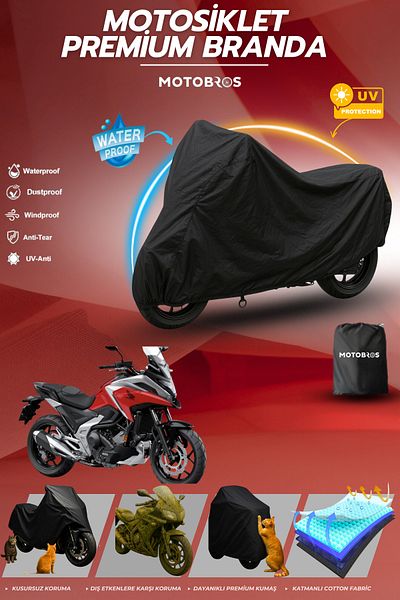 Motobros Motorcycle Tarpaulin Honda Nc750 Black Waterproof and Durable (Most Thick) Fabric Lifespan Use