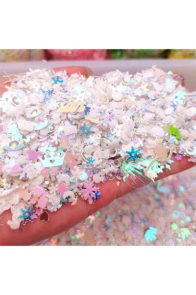 Choice White Luminous Nail Glitter Sequin Polymer Clay Mixed Flower Gillter Sequin Fluorescent Flake Glow I