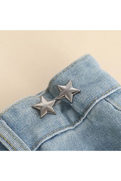 Choice silver 1Pair Detachable Metal Star Tighten Waist Button For Skirt Pant Adiustable Sewing-Free Buckle
