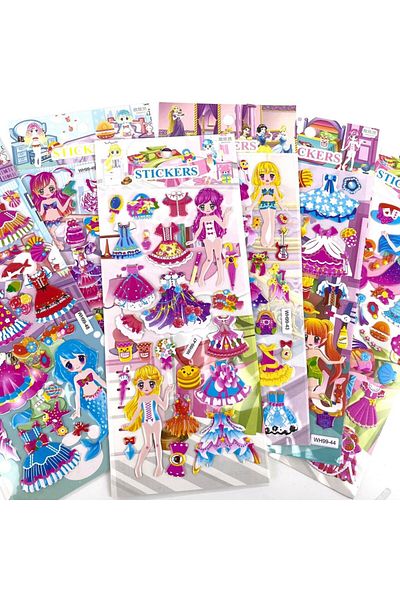 Choice Princess 6pcs 6 Sheets 3d Bubble Sticker Car Truck Plane Traffic Waterproof Cartoon Anime Stickers F