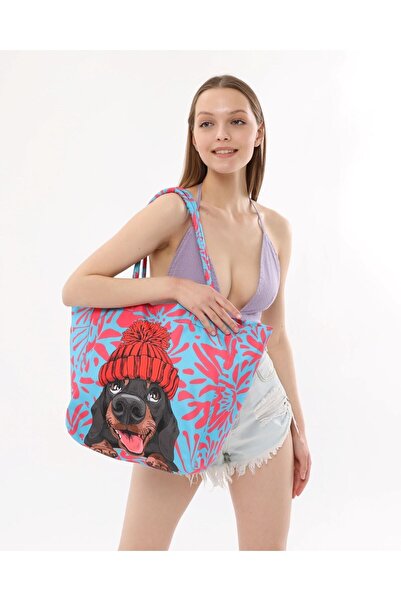 Bolder Daisy Red Dog Beach Bag