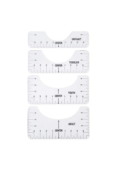 Choice White 4pcs T-shirt Ruler Guide Shirt Alignment Tool T-shirt Alignment Ruler With Clothing Size Chart