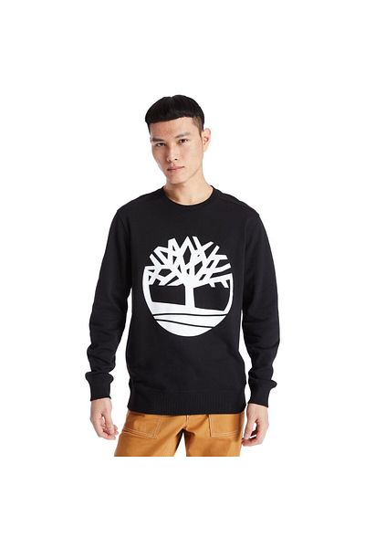 Timberland Ανδρικό μαύρο φούτερ - Λογότυπο δέντρου, Crew Neck Tb0a2bj8n921