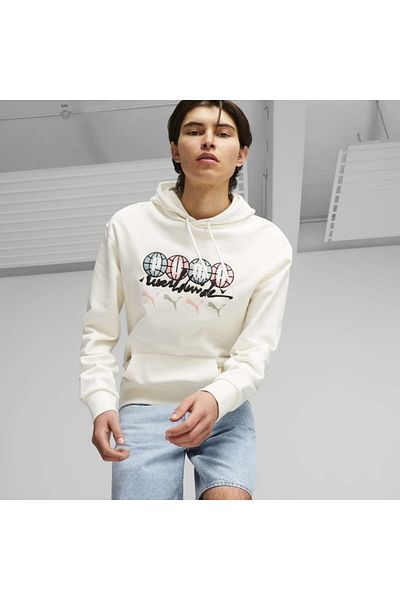 Puma Ανδρικό φούτερ με κουκούλα εκρού SwxP Worldwide