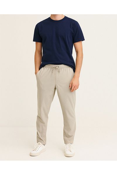 TheSeason Men's Stone Cotton Linen Look Relaxed Fit Summer Trousers with Laced Waist