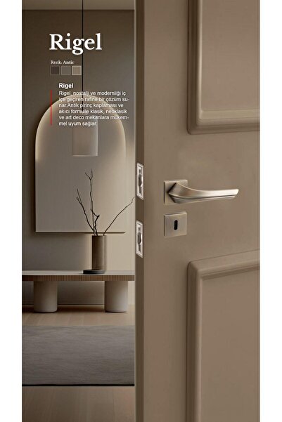 alastore Rigel - Oda Kapı Kolu Kare Rozetli Sağ Sol Uygun İç Ev Kapısı Kol Ko...