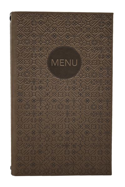 ankara menü Patterned Thermo Leather Menu - 30X18 cm - Brown / Orange / White Color Options