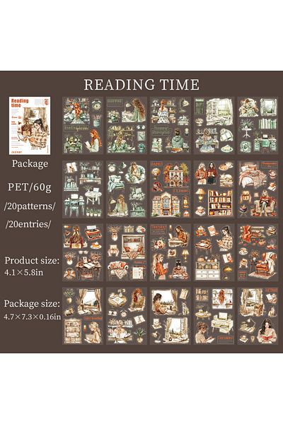 Choice D Jianqi 20 Sheets Pet Die Cut Stickers Book Girl's Handbook Decorative Handmade Scrapbooking Mater.