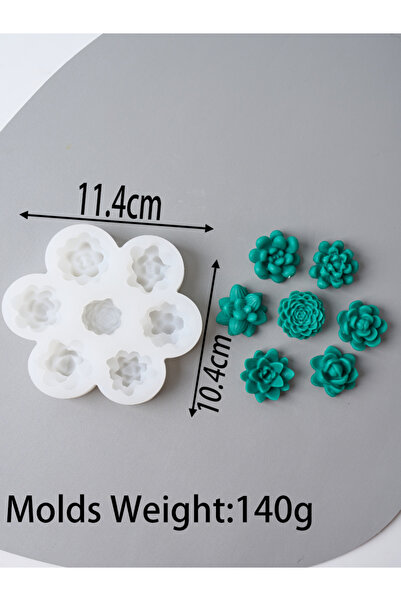 Choice قالب شمعة من 7 قطع على شكل زهور عصارية، قالب صابون ثلاثي الأبعاد على شكل صبار ولوتس وورد، قالب جبس للحرف اليدوية، قالب شوكولاتة