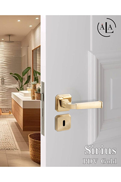 alastore Sirius (Sol Yale) - Door Handle with Square Rosette Right Left Suitable Interior House Door Handle Knobs-Z101Gold