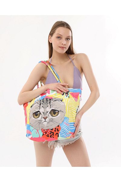 Bolder Daisy Colored Cat Beach Bag