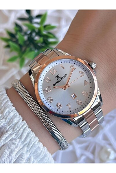 Daniel Klein Takvimli Roze Gümüş Çelik Kordon 30 Mt Suya Dayanıklı Kadın Kol Saati Bileklik
