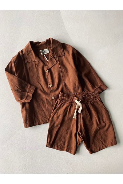 rg kidsstore Комплект от ленени детски шорти и риза