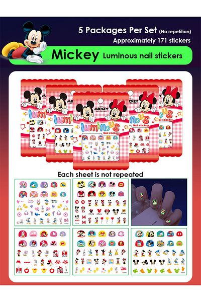 Disney Mitch Girls And Children's Nightglow Nail Stickers Ice And Snow Romance Princess Elsa Nail St