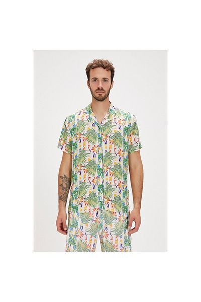 Bad Bear Bloom Men's White Classic Collar Shirt