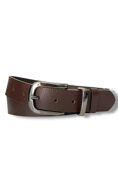 Gesa Men's 100% Genuine Leather Nickel Buckle Bitter Coffee Belt 3.2cm