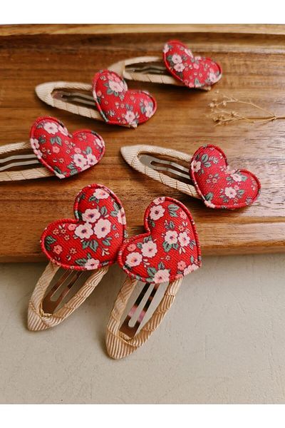 COLORFULLCLİPS Flower Patterned Heart Girl's Snap Buckle Bracelet