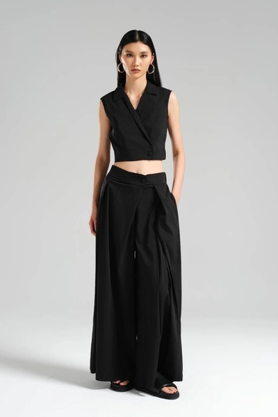 tw3 Women's Pleated Detailed Skirt Look Design Loose Wide Leg Trousers