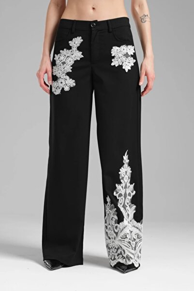 tw3 Dámské kalhoty Palazzo s krajkovým zdobením