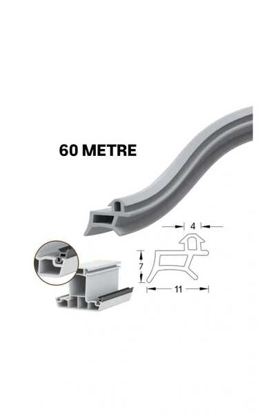 DKF CONTA PVC kapı ve pencere gri conta 60 metre pimapen fitili tamirat contası