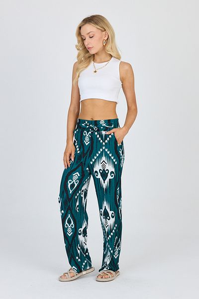 gothamvibes Women's Wrinkled Green Trousers