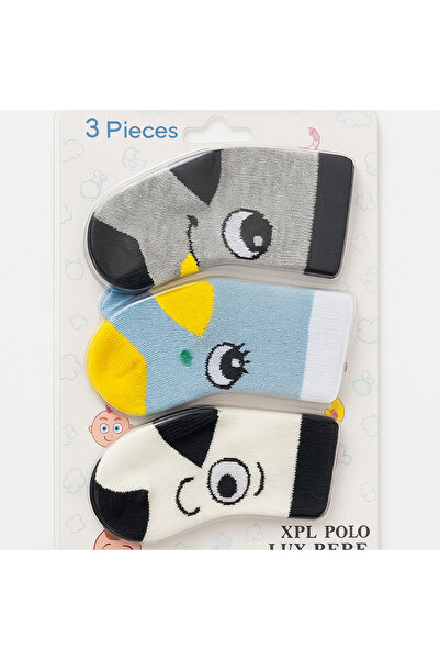 BB مجموعة بيبي بوي مكونة من 3 جوارب للأطفال على شكل حيوانات - لمسة ملونة للأقدام الصغيرة من عمر 0 ​​إلى 12 شهرًا