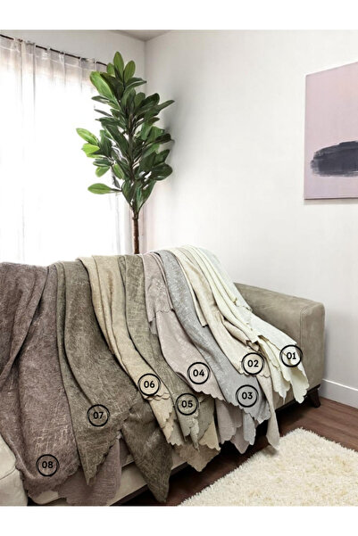 PAWN MARK COMPANY Jakarlı Şönil Kaymaz Koltuk Örtüsü Ve Çekyat Örtüsü 175x215 Cm | Mikrofiber Koltuk Şalı Taş Rengi