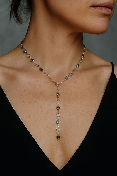 özgül takı ve tasarım Stainless Steel Y Shaped Star Detailed Women's Necklace