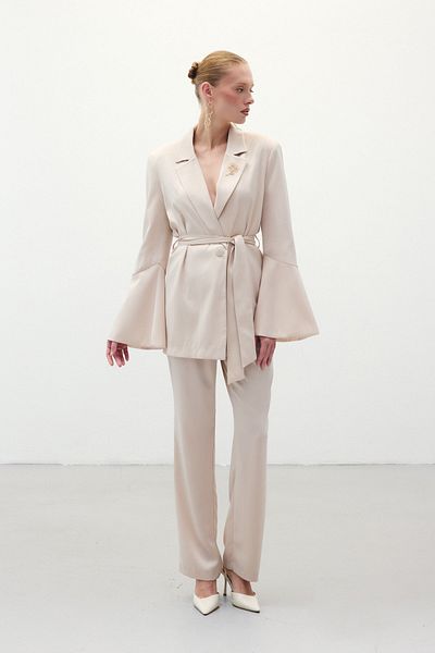 Sateen Pantaloni drepți clasici - bej