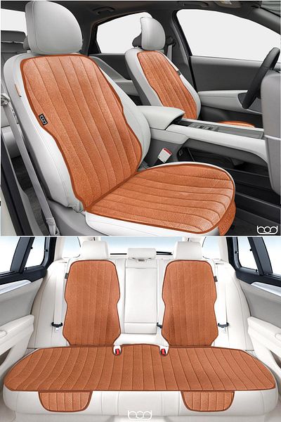 Bod Vodina Series Thai Feather Pocket Car Seat Cushion Set Seat Protection Cover Front Rear Set Brown