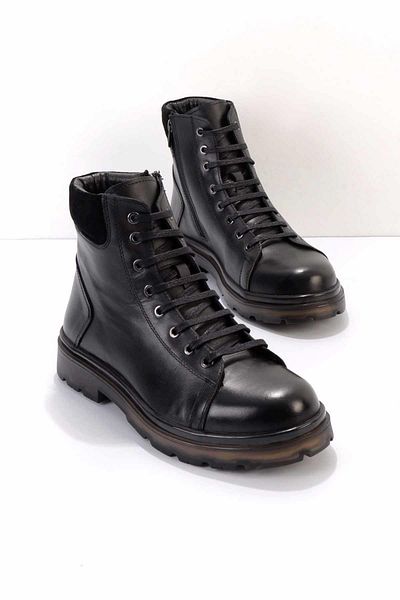 Bambi Black Floater Γνήσιο Δερμάτινο Ανδρικές Μπότες & Μποτάκια E02611210440