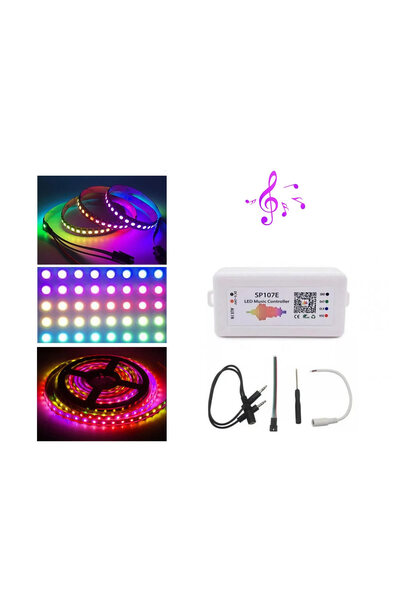 ELEKTRONİKALED - Sp107e Ws2812b Adreslenebilir Piksel Şerit Led Bluetooth Bağlantılı Kontrol Cihazı