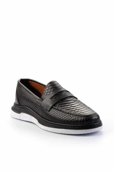 Bambi Мъжки мокасини от естествена кожа Anaconda в черно E01439500244