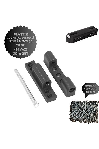 Process Pvc Pimapen Door Hinge Pls Metal Supported 90mm Anthracite (10 Pieces) Inclusive Screws